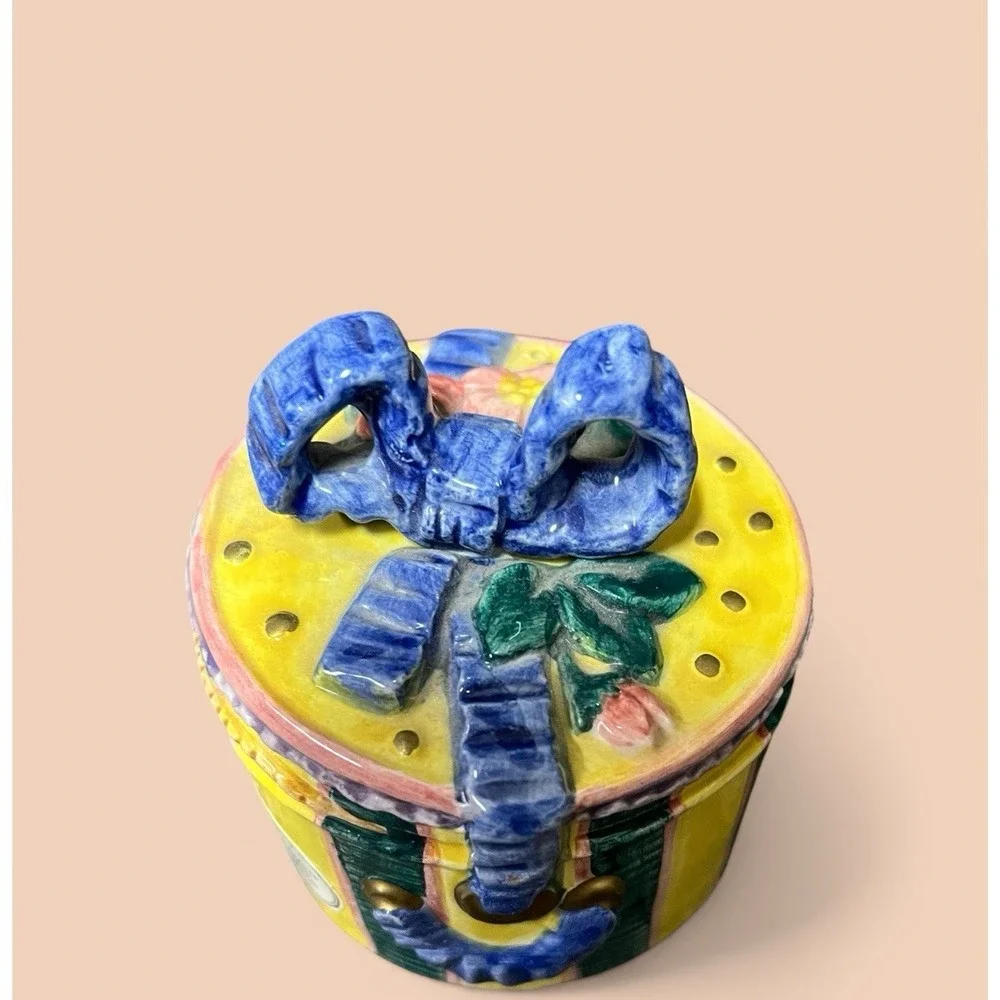Fitz‎ & Floyd Cotton Tailors Hatbox Giftbox Pepper Shaker Blue Bow Easter Spring